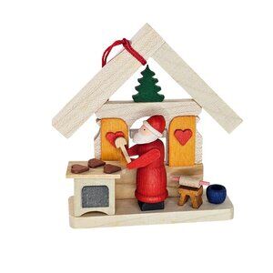 Graupner Holzminiaturen Erzgebirge Wooden Santa Baking Cookies Ornament Germany